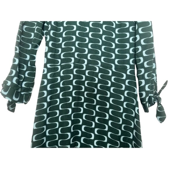 Reformation Port Retro Midi Dress XS 2 Green Preppy Y2K Psychedelic 70s Classic - Picture 12 of 16